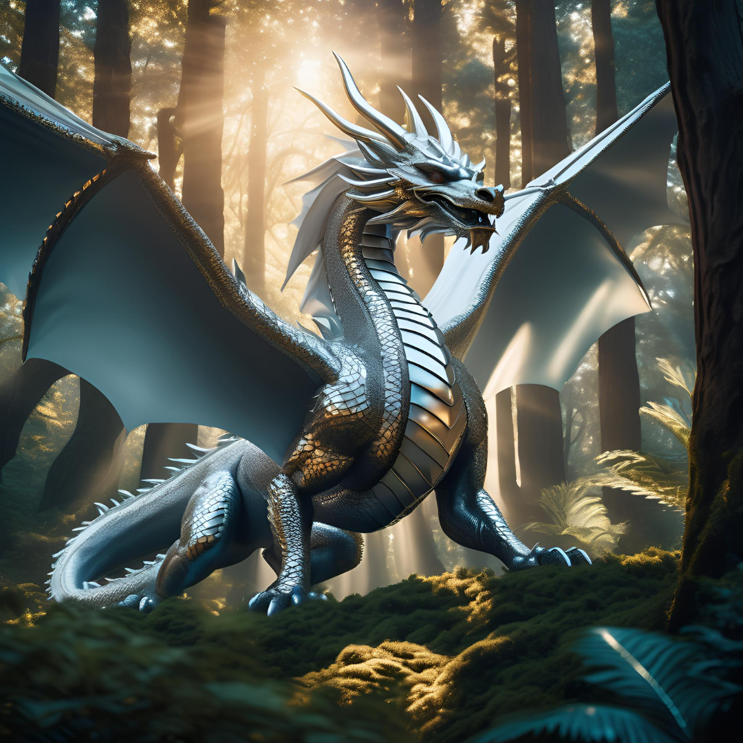 image of an silver dragon